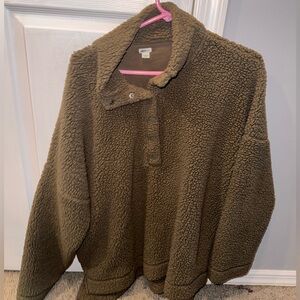 Aerie Olive Green Sherpa Sweater